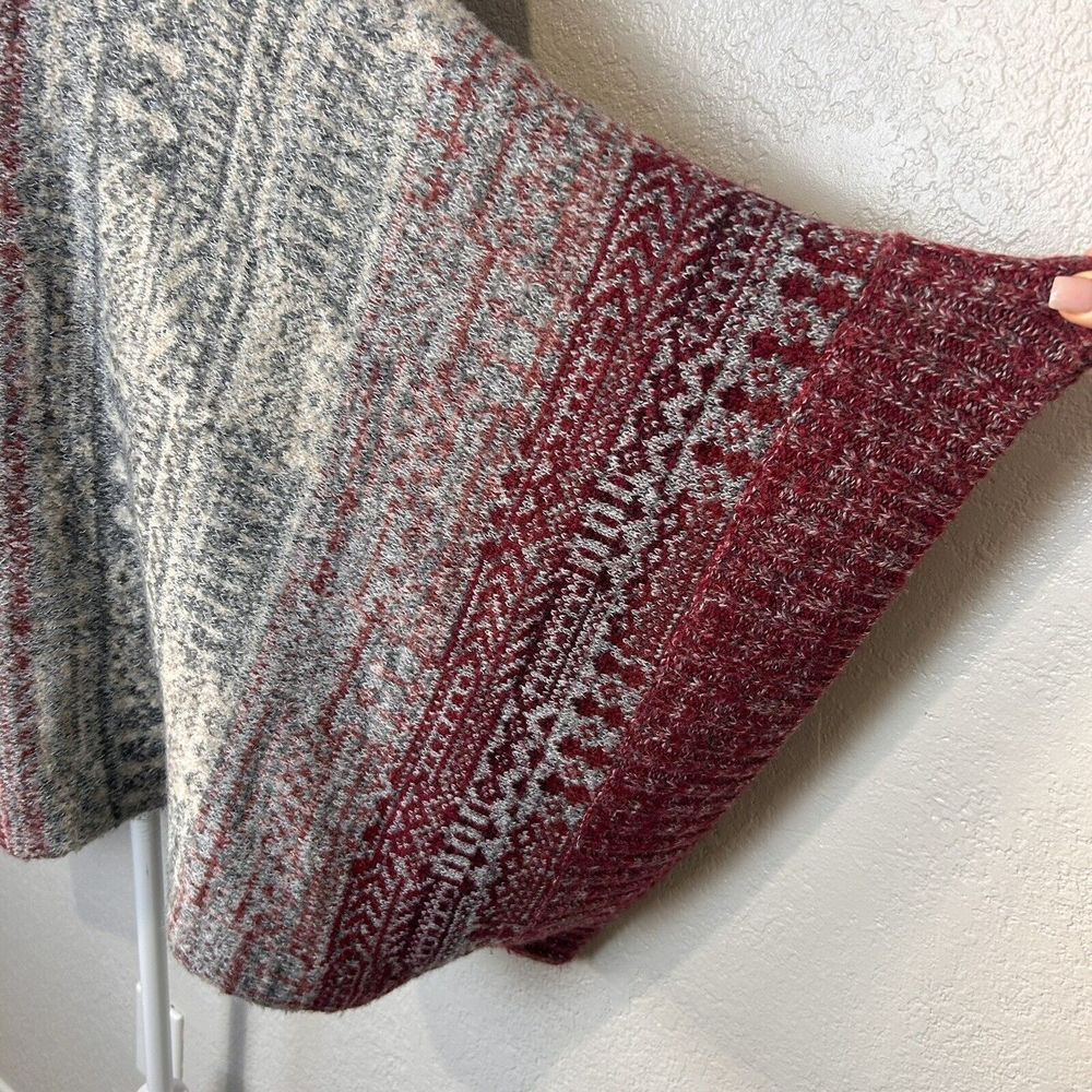 Free People Poncho Sweater Women Medium Willow Diamond Fair Isle Boho Wool Blend - Picture 7 of 11